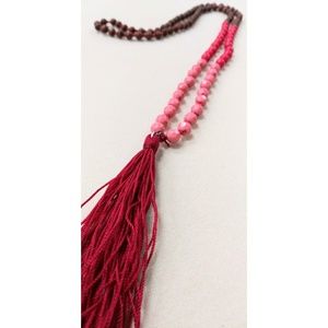 Tassle Necklace - Red, Pink, Wooden beaded